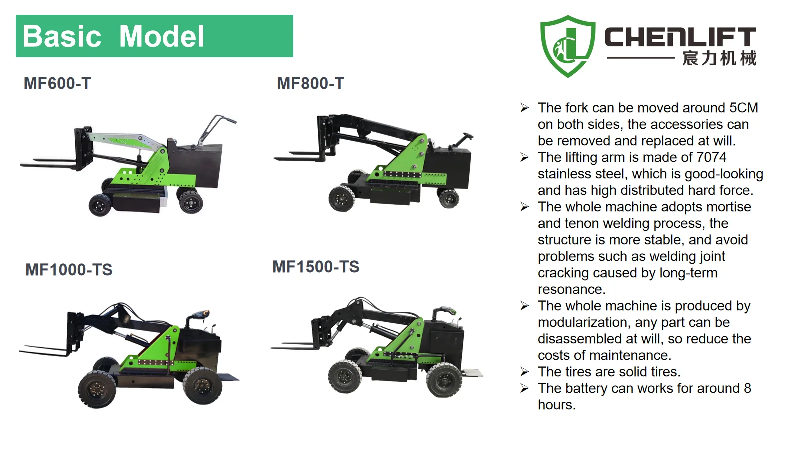 MF Series Portable Forklift — Basic Models
