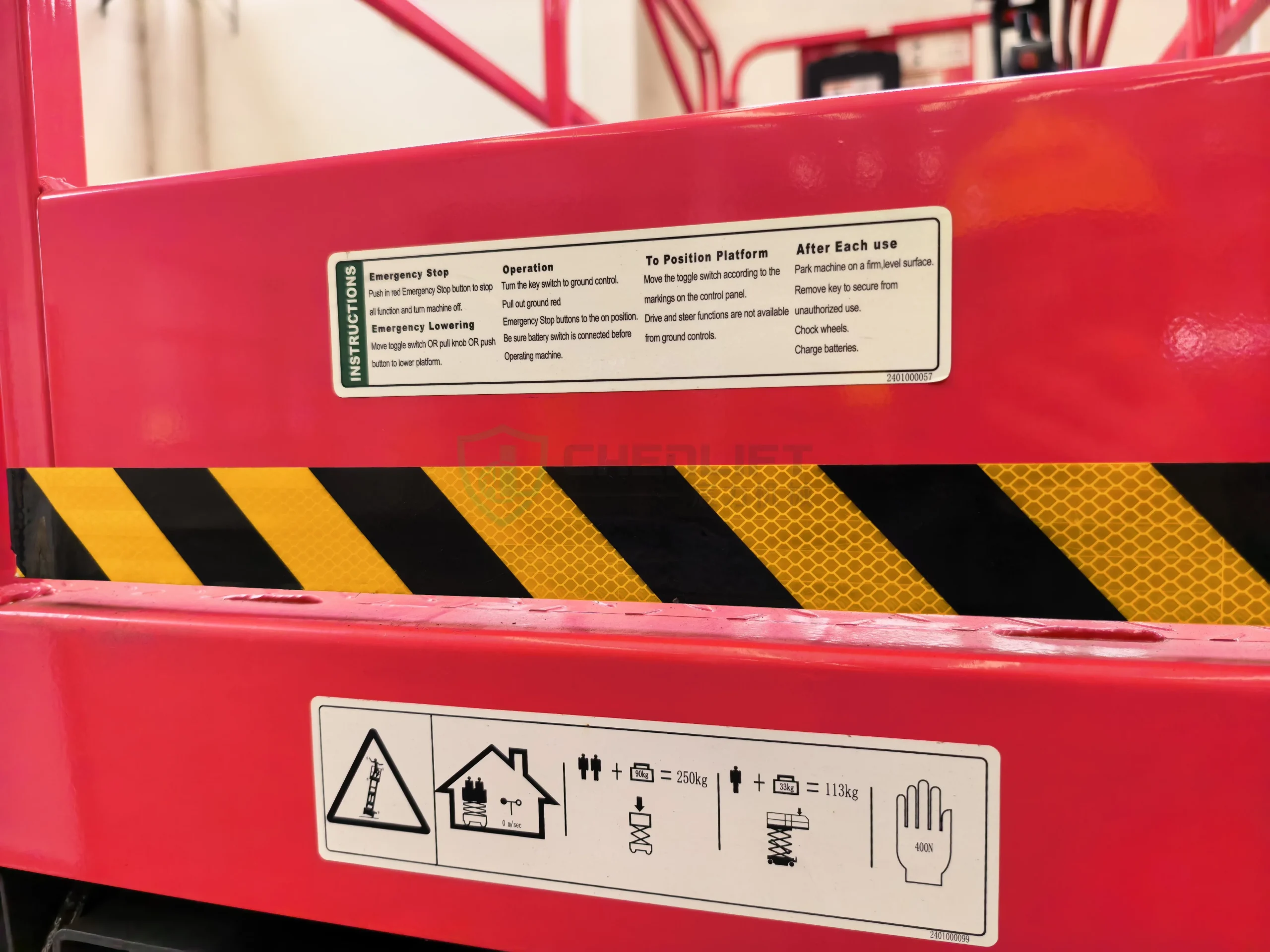 Chenlift machine identification label